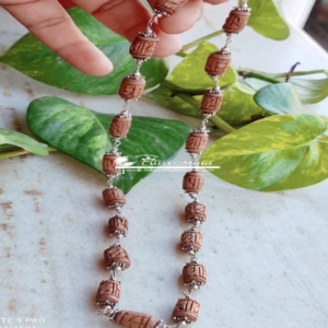 Radha Carved Silver Tulsi Kanthi Mala