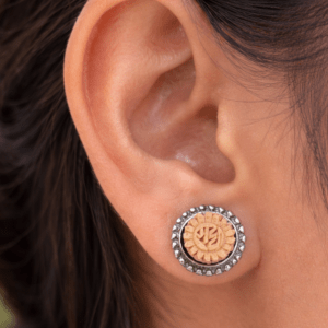 Handmade Earrings Radha Carved In Silver