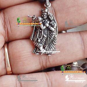 Jugal Jodi Silver Pendant With Black Silver Tulsi Chain Mala