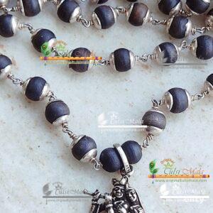 Jugal Jodi Silver Pendant With Black Silver Tulsi Chain Mala