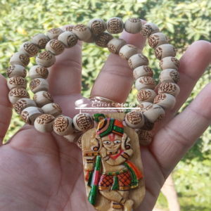 Rangeela Krishna Locket With Knotted Tulsi Radha Carved Beads Mala