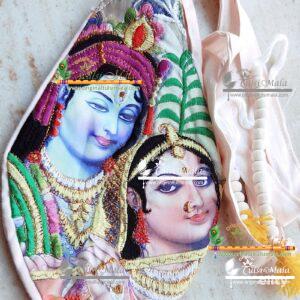 Radha Krishna Printed Bead Bag With Embroidery