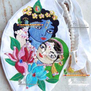 Embroidery Radha Krishna Bead Bag Jholi