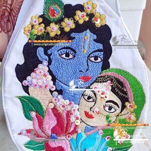 Embroidery Radha Krishna Bead Bag Jholi