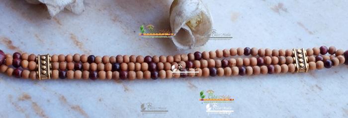 Three Layere Pure White And Red Sandalwood Bracelet