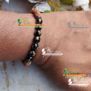 Rudraksh Natural Stone Pyrite Om Bracelet