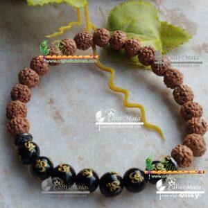 Rudraksh Natural Stone Pyrite Om Bracelet