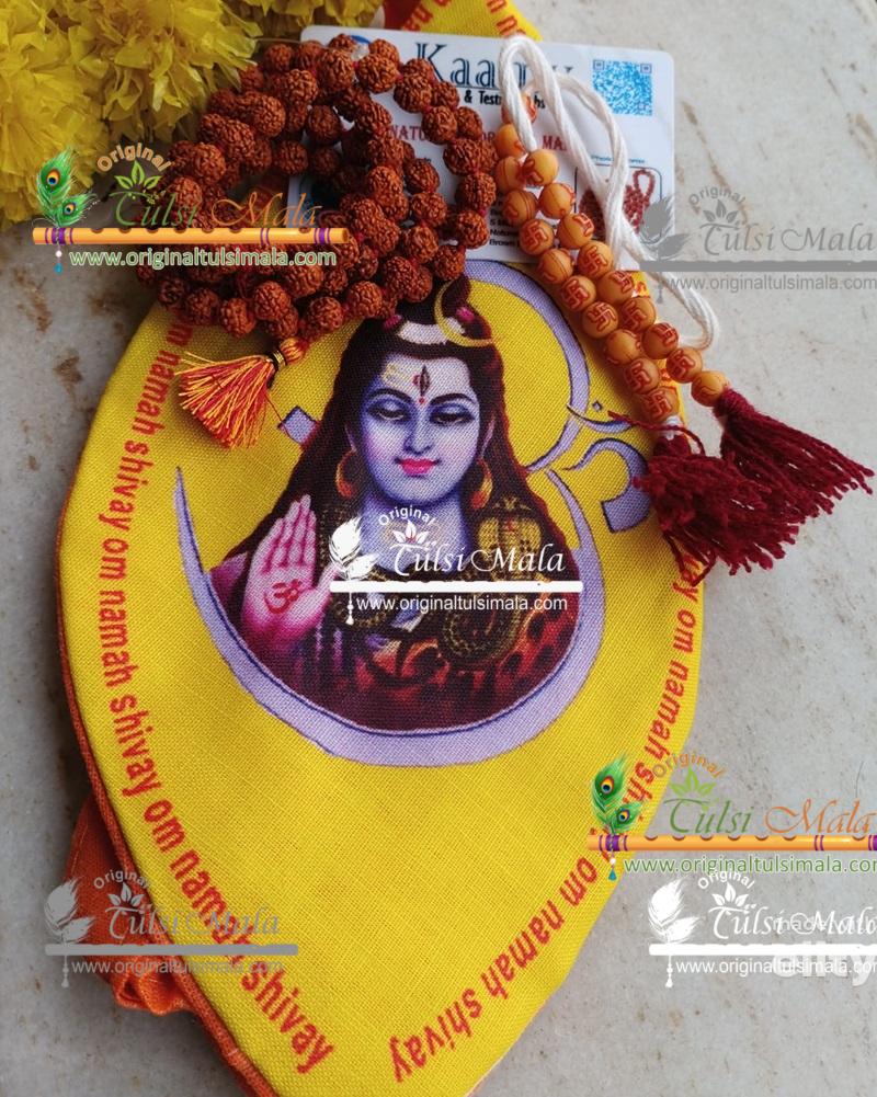 Five Mukhi Rudraksha Mala,Counter Mala and Japa Bead Bag Set