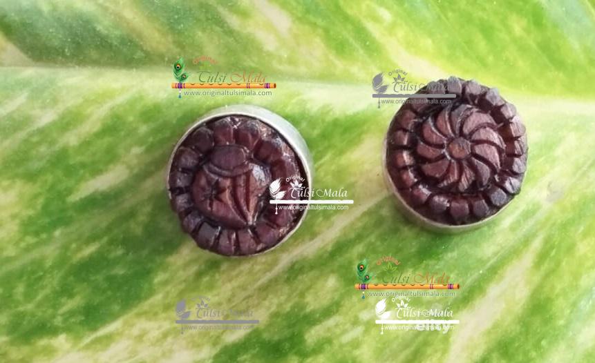 Shanka Chakra Tulsi Earrings with Silver Capping – Traditional