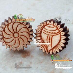 Shanka Chakra Tulsi Earrings with Silver Capping – Traditional