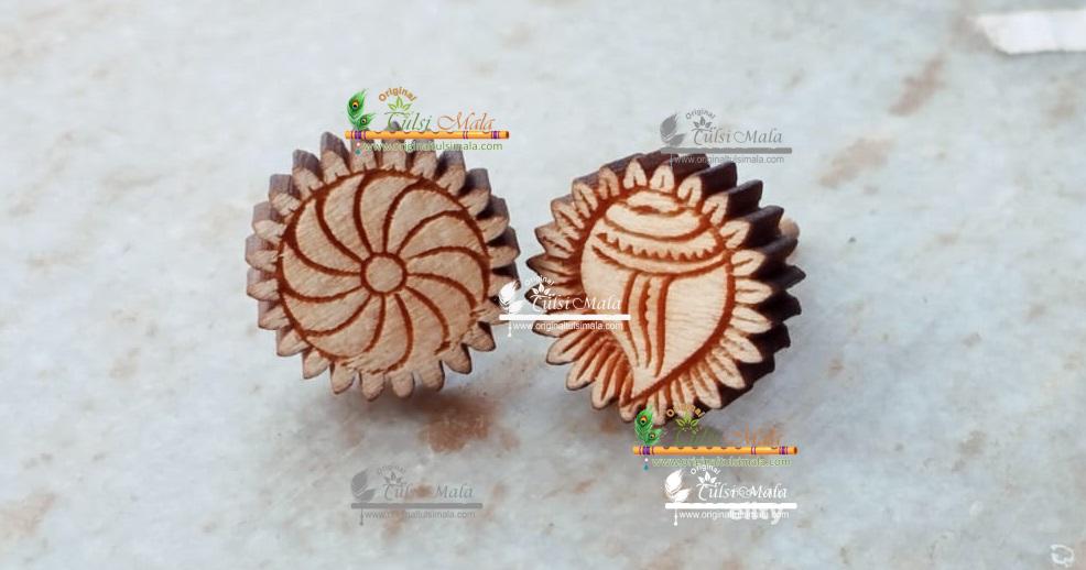 Shanka Chakra Tulsi Earrings with Silver Capping – Traditional