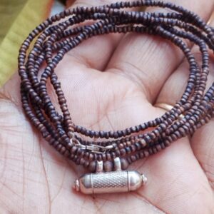 Three Round Shyma Kanthi Mala With Silver Narasimhadev Kavacha