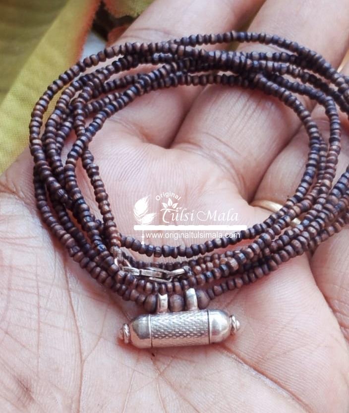 Three Round Shyma Kanthi Mala With Silver Narasimhadev Kavacha