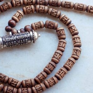 Sterling silver Hare Krishna Maha Mantra Narshima Kavach, Pendant with Tulsi Shyma Mala