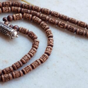 Sterling silver Hare Krishna Maha Mantra Narshima Kavach, Pendant with Tulsi Shyma Mala