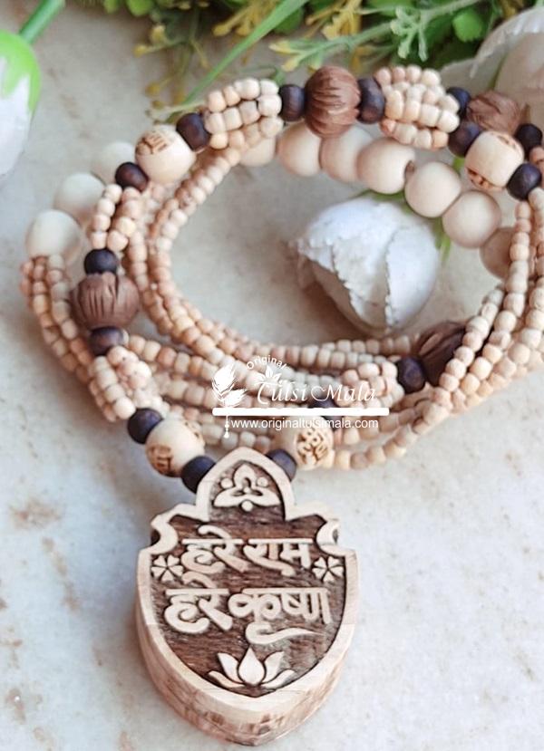 Original Tulsi Panch Mala hare rama hare Krishna Bhaktmal Locket Mala