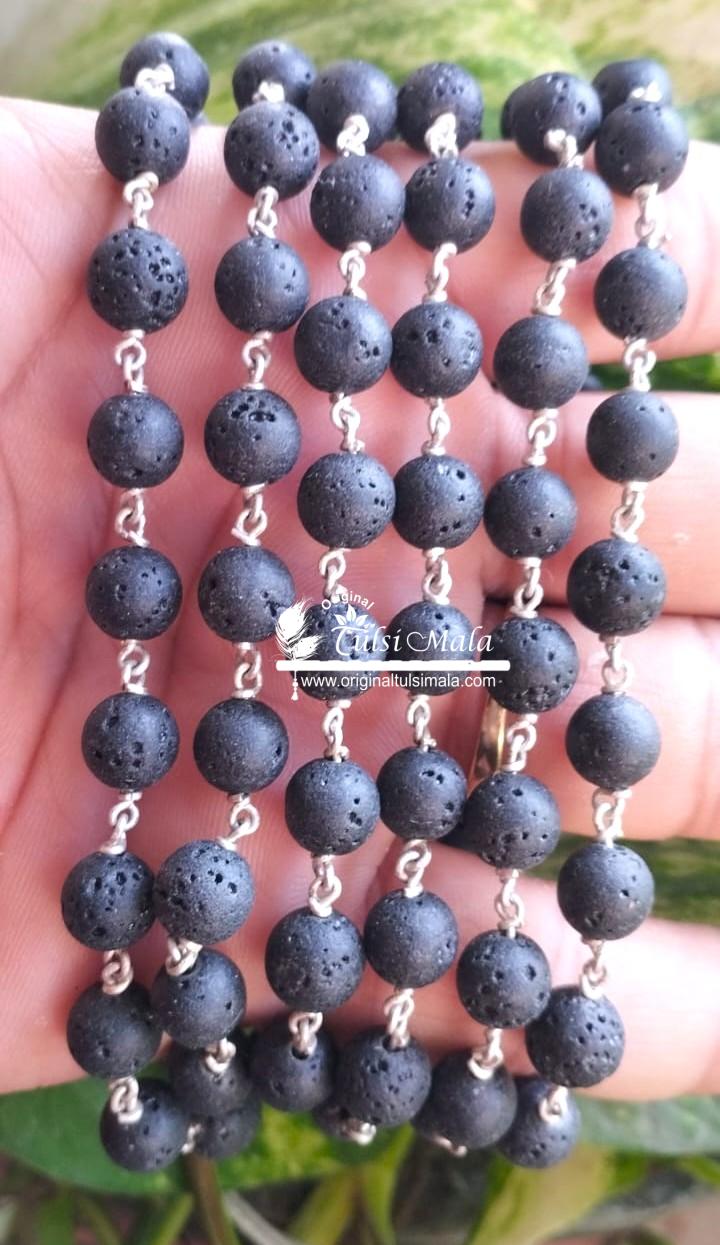 108+1 Beads Krishna Spatika Mala | Krishna Shaligram Mala in Silver Wire