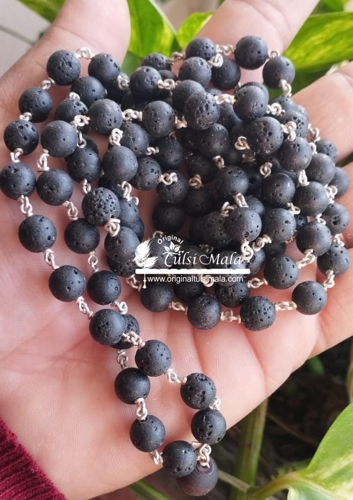 108+1 Beads Krishna Spatika Mala | Krishna Shaligram Mala in Silver Wire