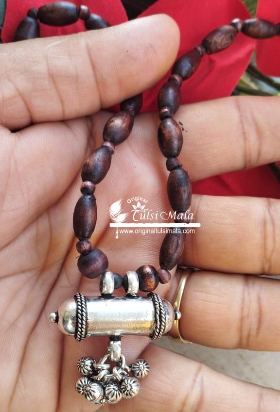 Shyam Kanthi mridanga Mala With Silver Narasimha Kavacha