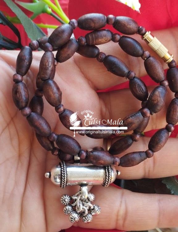 Shyam Kanthi mridanga Mala With Silver Narasimha Kavacha