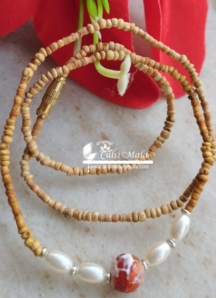 Original Tulsi Kanthi Mala with Real Pearls with Real Stone