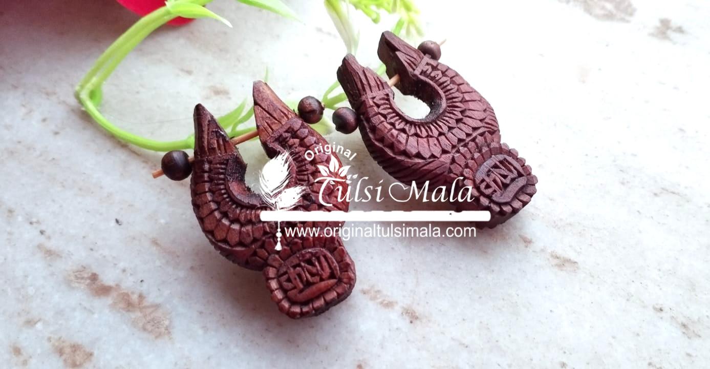 Handmade Beautifull Designed Krishna Carved Tulsi Earrings