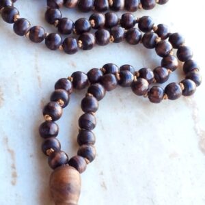 Krishna Tulsi Beads Carving Japa Mala With Krishna Japa Bag And Counter Mala