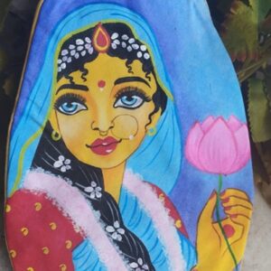 Hand Painted Pyari Ladli Radha gomukhi / Chant bag - Premium