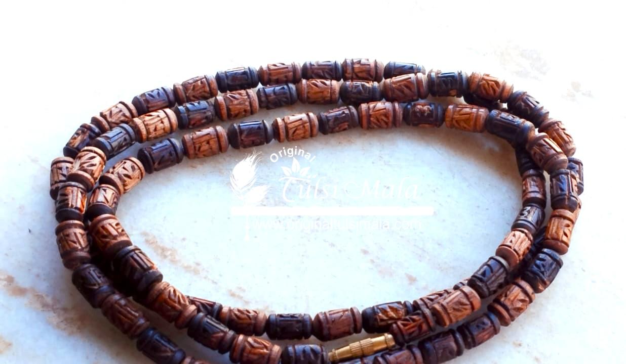 Radha Tulsi Beads handmade Carving Kanthi Mala