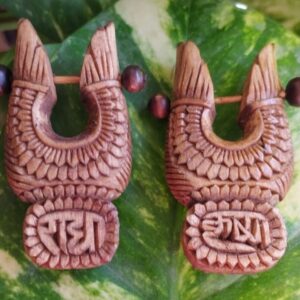 Handmade Beautiful Designed Krishna Carved Tulsi Earrings