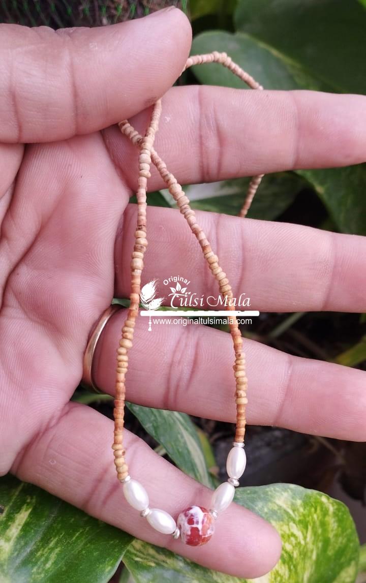 Original Tulsi Kanthi Mala with Real Pearls with Real Stone