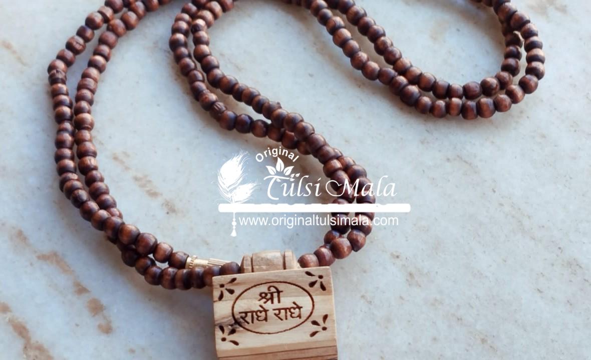 Shri Radhey Radhey Small Bhaktmal Locket With Shyma Tulsi Kanthi Mala