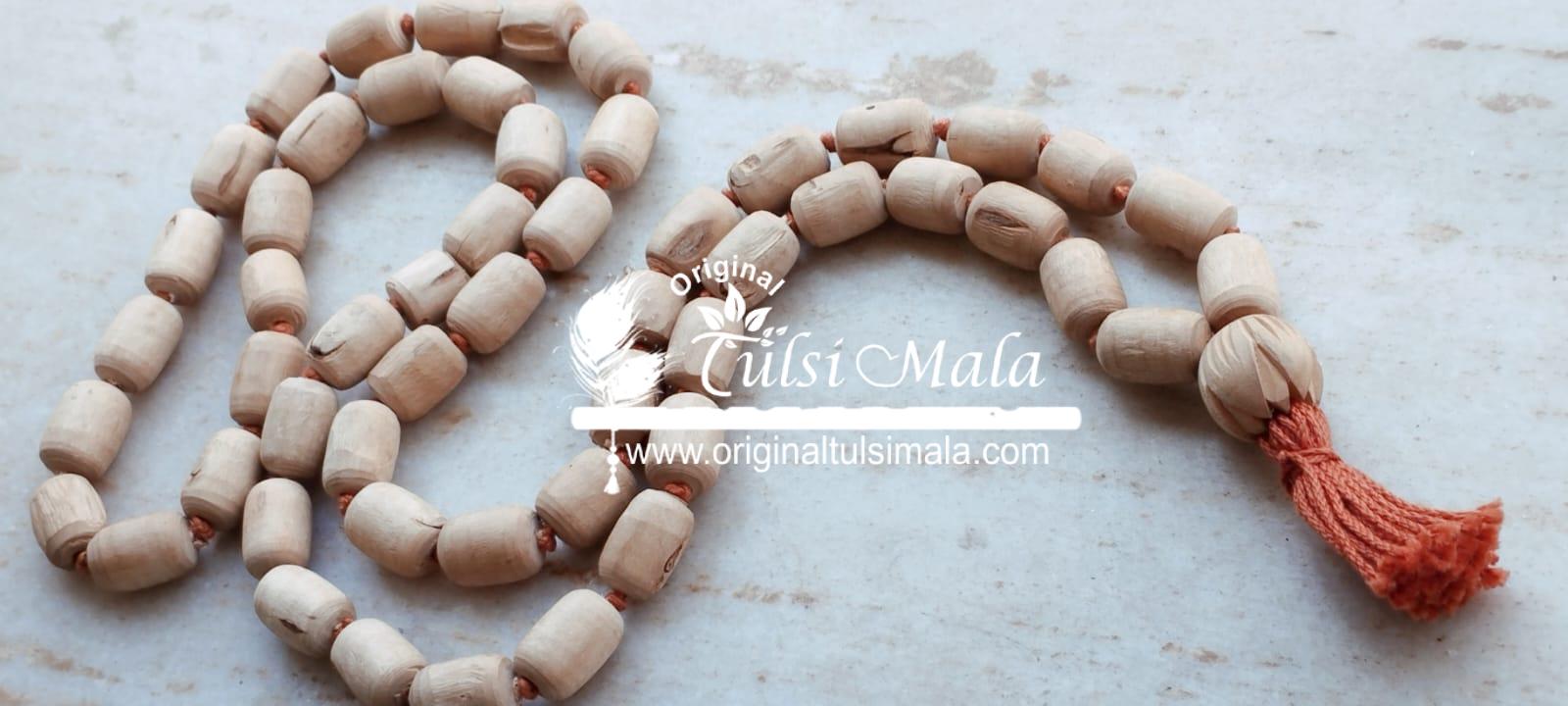 Big Tulsi 27 Beads Cylindrical Shape Chanting Mala with Japa Bag