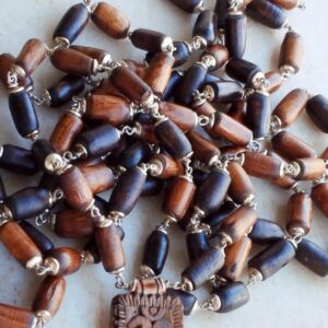 Cylindrical shaped silver capped tulsi beads japa mala with pretty guru bead like dollar