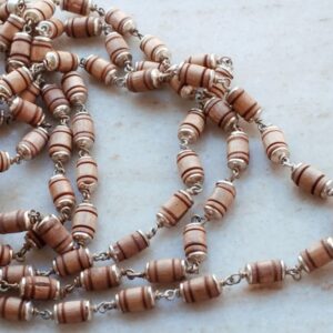 Barrel shaped silver capped tulsi beads japa mala with Conch guru bead like dollar
