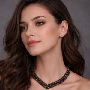 Traditional Chain /  Band Pattern Designer Pure Shyama Tulsi Beads Kanthi Mala in silver caps