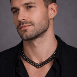 Traditional Chain / Band Pattern Designer Pure Shyama Tulsi Beads Kanthi Mala in silver caps