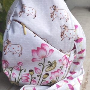 Cow with Lotus Print Designer Prayer Bead Bag /Meditation Bag/Tulasi Japa Bag