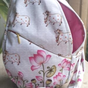 Cow with Lotus Print Designer Prayer Bead Bag /Meditation Bag/Tulasi Japa Bag