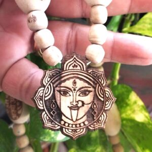 Shri Ambey Naam Caved 27 Beads Pure Tulsi Japa Mala