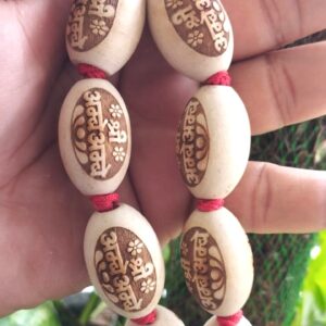 Shri Ambey Naam Caved 27 Beads Pure Tulsi Japa Mala