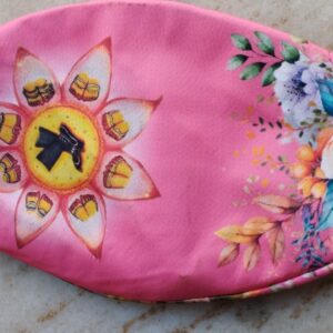 Premium Shri Krishna japa bead bag with pocket & loop. High-quality fabric