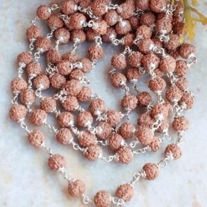 Rudraksha 108 Beads Mala with Silver Caps-Weight-17 Gm