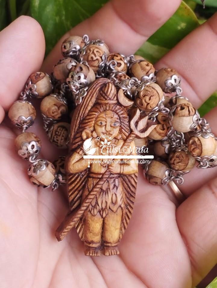 Shiv Ji Tulsi Locket Mala With Silver Capping