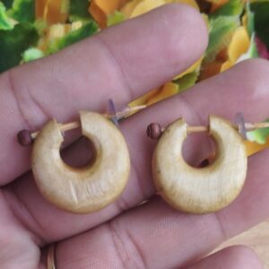 Buy online tulsi wood made Sadhu Kundal / Earrings