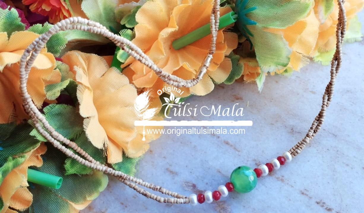 Stone with white Moti Tulsi Kanthi Mala