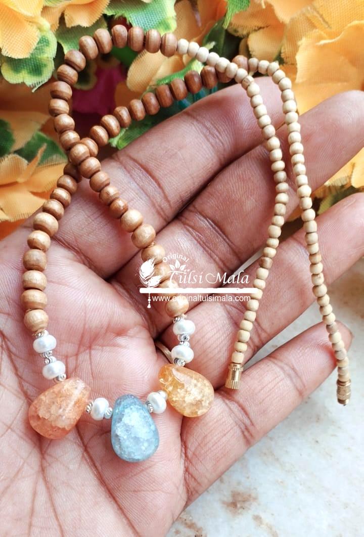 Original Crystal With tulsi Kanthi Design Mala
