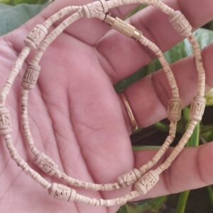 One Round Radha Naam Carved Tulsi Kanthi – Premium
