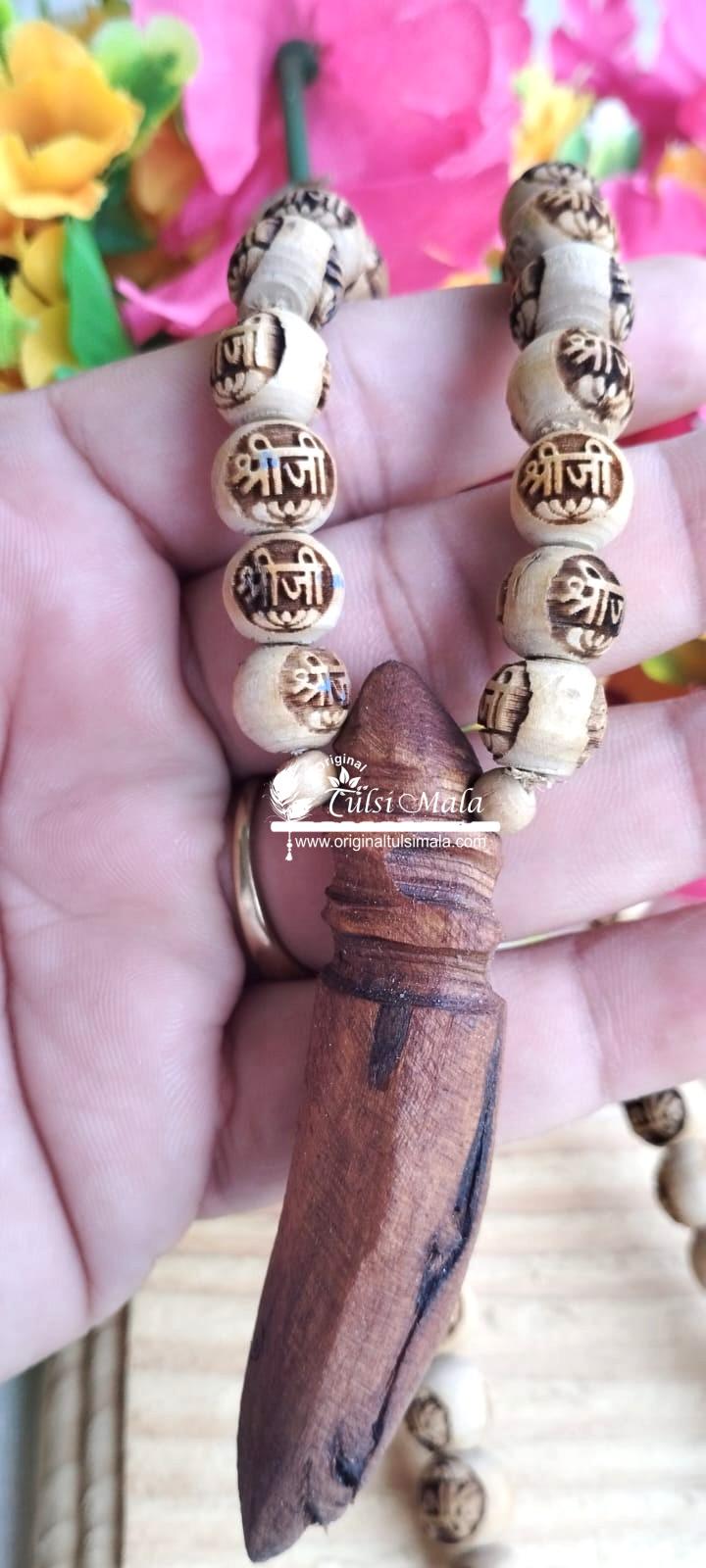 Shri Ji Carved Shank Tulsi Locket Mala