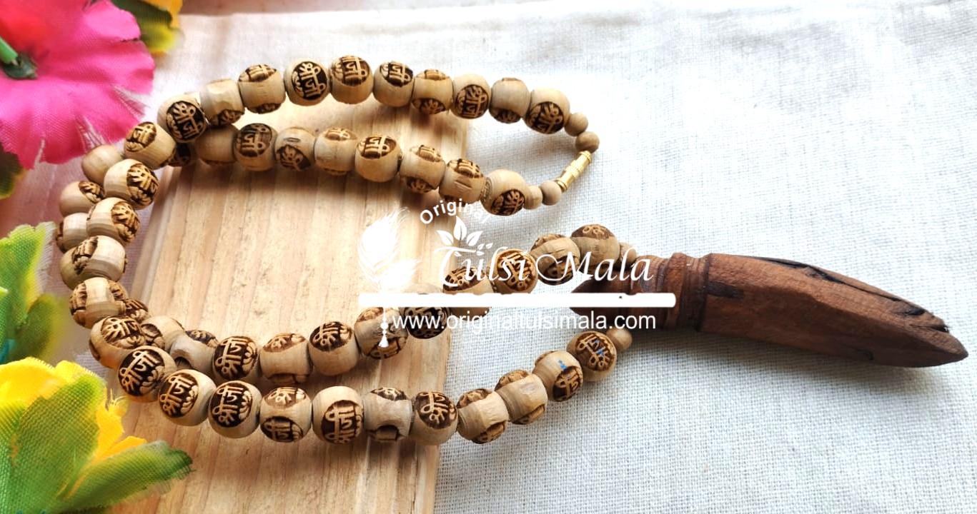 Shri Ji Carved Shank Tulsi Locket Mala